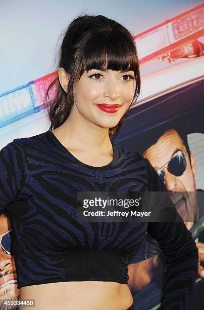 Actress Hannah Simone attends the 'Let's Be Cops' Los Angeles Premiere held at the ArcLight Hollywood on August 7, 2014 in Hollywood, California.