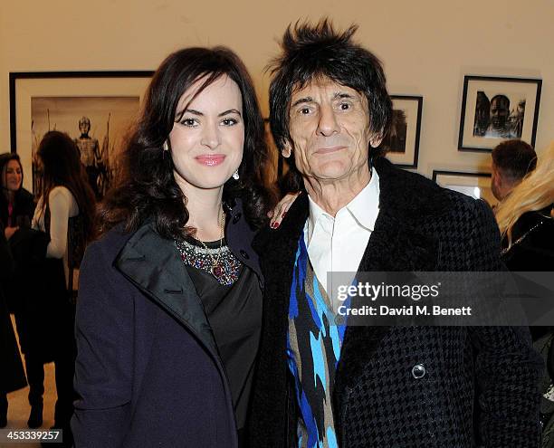 Sally Wood and Ronnie Wood attend a private view of Nikolai Von Bismarck's new photography exhibition 'In Ethiopia' at 12 Francis Street Gallery on...