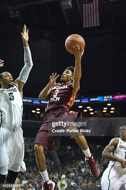 Coaches vs Cancer Classic: Virginia Tech Adam Smith in action vs Michigan State at Barclays Center. Brooklyn, NY CREDIT: Porter Binks