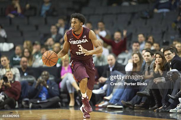 Coaches vs Cancer Classic: Virginia Tech Adam Smith in action vs Michigan State at Barclays Center. Brooklyn, NY CREDIT: Porter Binks