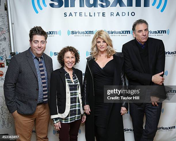 Actors Eric Petersen, Rhea Perlman, Kirstie Alley, and Michael Richards attend Entertainment Weekly Radio's special broadcast with the cast of...