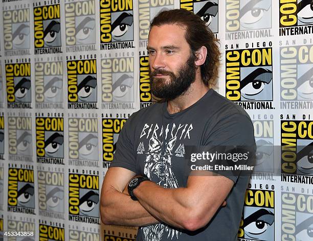 Actor Clive Standen attends a media room for the History series "Vikings" during Comic-Con International 2014 at the Hilton San Diego Bayfront hotel...
