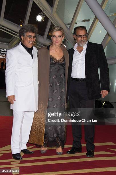 Moroccan actors Mohamed Bestaoui, Melita Toscan du Plantier and Mohamed Khouyi attend the 'Sara' Premiere At 13th Marrakech International Film...