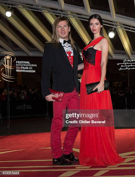 Sarah Barzyk Aubrey and Christophe Guillarme attend the 'Sara' premiere at the 13th Marrakech International Film Festival on December 3, 2013 in...