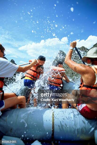 white water rafting, view from raft, idhaho, usa - rafting stock pictures, royalty-free photos & images