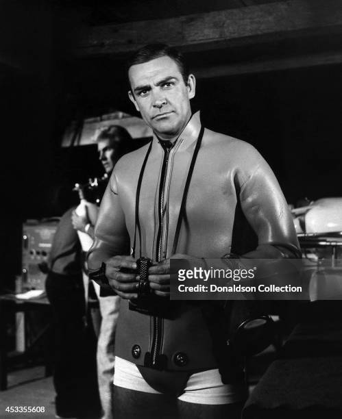 Actor Sean Connery as James Bond in a scene from the United Artists film 'Thunderball' in 1965