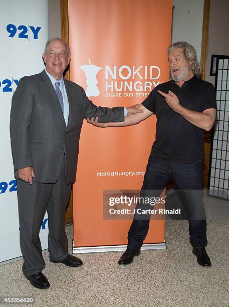 Bill Shore, Founder and CEO of No Kid Hungry, and actor Jeff Bridges attend 92nd Street Y Presents: An Evening With Jeff Bridges And Lois Lowry on...