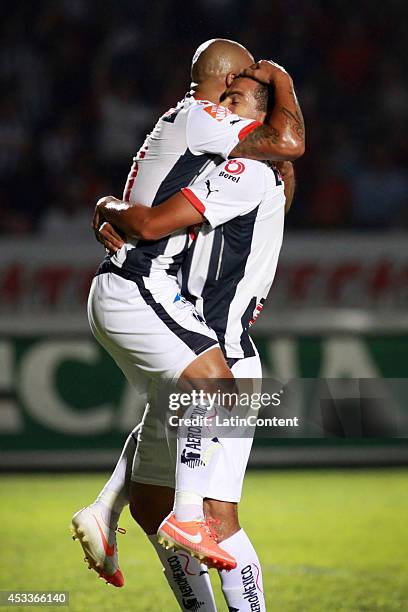 Humerto Suazo of Rayados de Monterrey celebrates the first goal of his team during a match between Tiburones Rojos and Rayados de Monterrey as part...