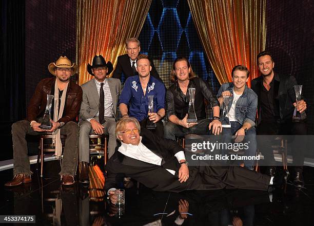 S John Hamlin , Jason Aldean, Tim McGraw, Florida Georgia Line, Hunter Hayes, Luke Bryan, and Ron White gather on stage after the CMT Artists Of The...