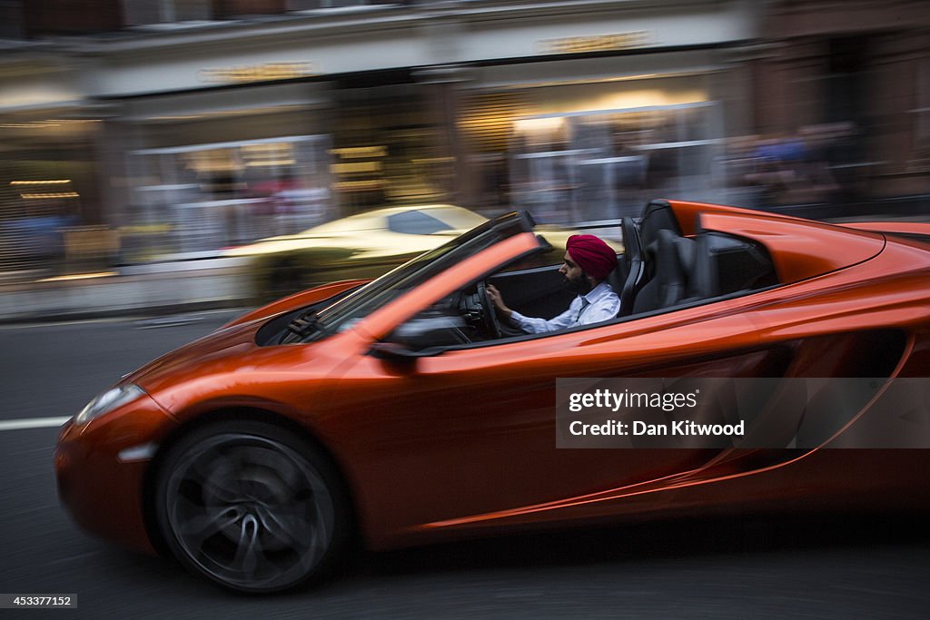 Luxuary Cars On Display Amidst Foreign Wealth In Knightsbridge