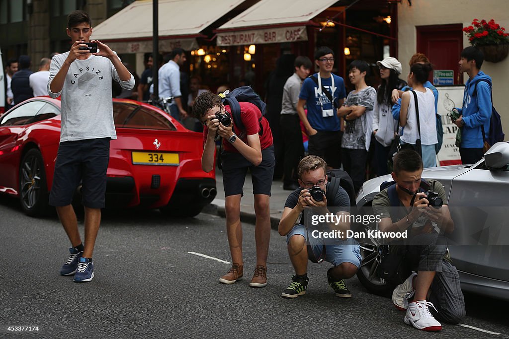 Luxuary Cars On Display Amidst Foreign Wealth In Knightsbridge