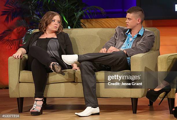 Personalities Catelynn Lowell and Tyler Baltierra attend the VH1 "Couples Therapy" With Dr. Jenn Reunion at GMT Studios on August 8, 2014 in Culver...