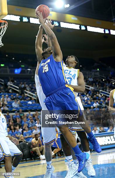 Alan Williams of the UCSB Gauchos shoots against the UCLA Bruins at Pauley Pavilion on December 3, 2013 in Los Angeles, California.