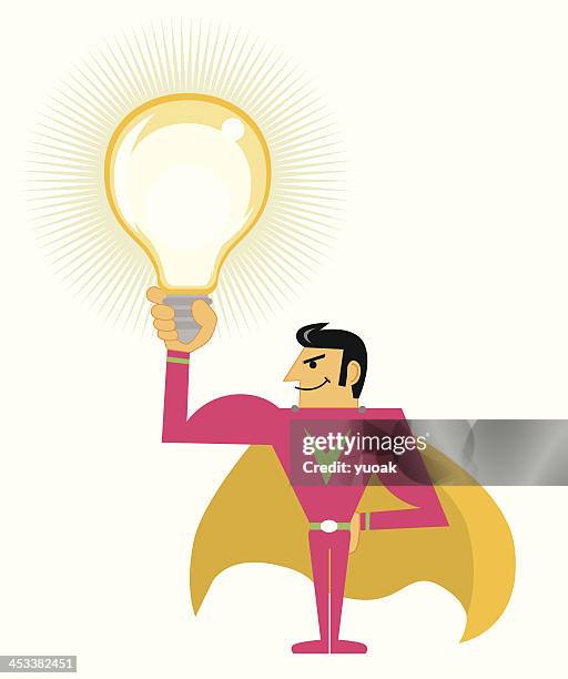 super hero with a lightbulb - calla lily stock illustrations