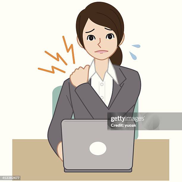 business woman with a stiff neck - business woman movement dynamic stock illustrations