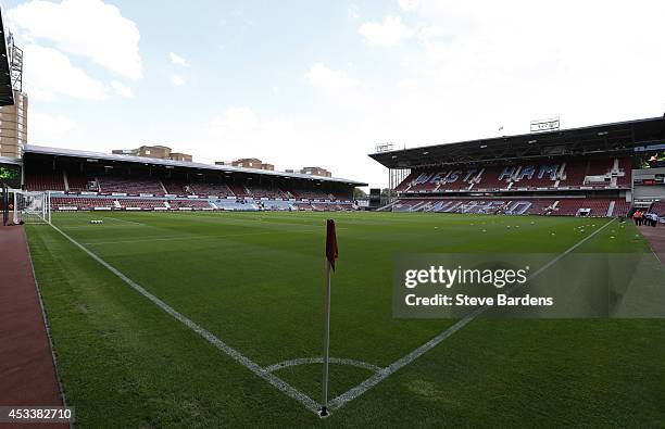 General view of the Boleyn Ground prior to the pre-season friendly match between West Ham United and Sampdoria at Boleyn Ground on August 9, 2014 in...