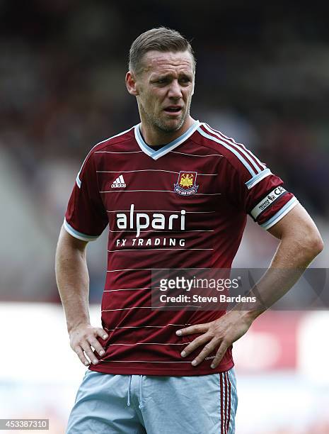 Kevin Nolan of West Ham United during the pre-season friendly match between West Ham United and Sampdoria at Boleyn Ground on August 9, 2014 in...
