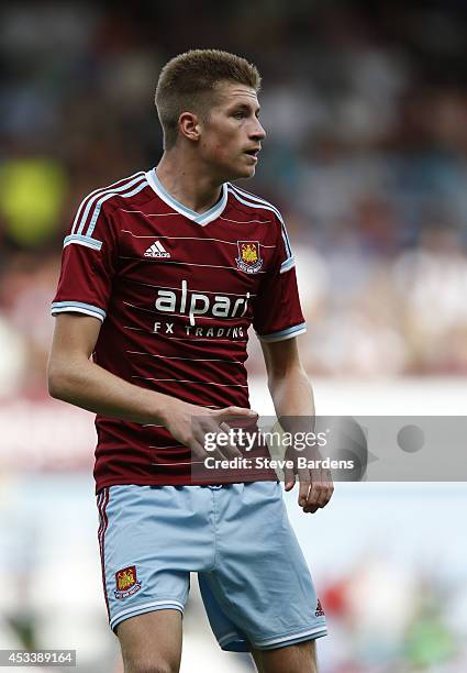 Reece Burke of West Ham United during the pre-season friendly match between West Ham United and Sampdoria at Boleyn Ground on August 9, 2014 in...