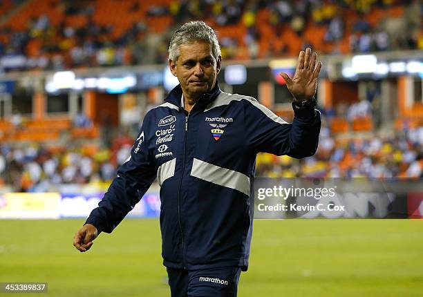 Reinaldo Rueda, manager of the Ecuador national team, against Honduras during an international friendly match at BBVA Compass Stadium on November 19,...