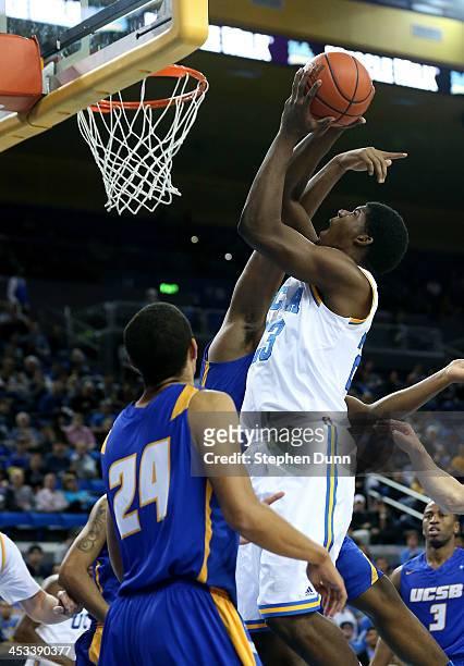 Tony Parker of the UCLA Bruins shoots against the UCSB Gauchos at Pauley Pavilion on December 3, 2013 in Los Angeles, California. UCLA won 89-76.