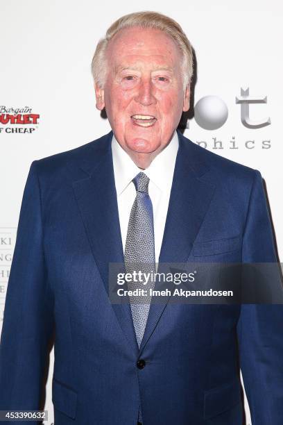 Sportscaster Vin Scully attends the 14th Annual Harold & Carole Pump Foundation Gala at the Hyatt Regency Century Plaza on August 8, 2014 in Century...