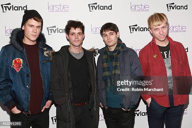 Jacob Graham, Adam Kessler, Connor Hanwick and Jonathon Pierce of The Drums attends the "Kirstie" premiere party at Harlow on December 3, 2013 in New...