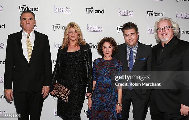 Actors Michael Richards, Kirstie Alley, Rhea Perlman, Eric Petersen and president of TV Land Larry Jones attend the "Kirstie" premiere party at...