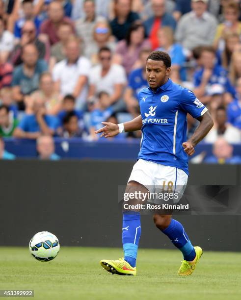 Liam Moore of Leicester City in action during the pre season friendly match between Leicester City and Werder Bremen at The King Power Stadium on...