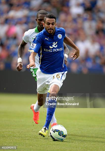 Riyad Mahrez of Leicester City in action during the pre season friendly match between Leicester City and Werder Bremen at The King Power Stadium on...