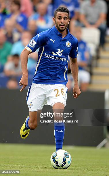 Riyad Mahrez of Leicester City in action during the pre season friendly match between Leicester City and Werder Bremen at The King Power Stadium on...