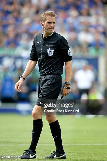 Referee Craig Pawson in action during the pre season friendly match between Leicester City and Werder Bremen at The King Power Stadium on August 9,...