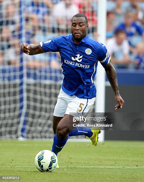 Wes Morgan of Leicester City in action during the pre season friendly match between Leicester City and Werder Bremen at The King Power Stadium on...