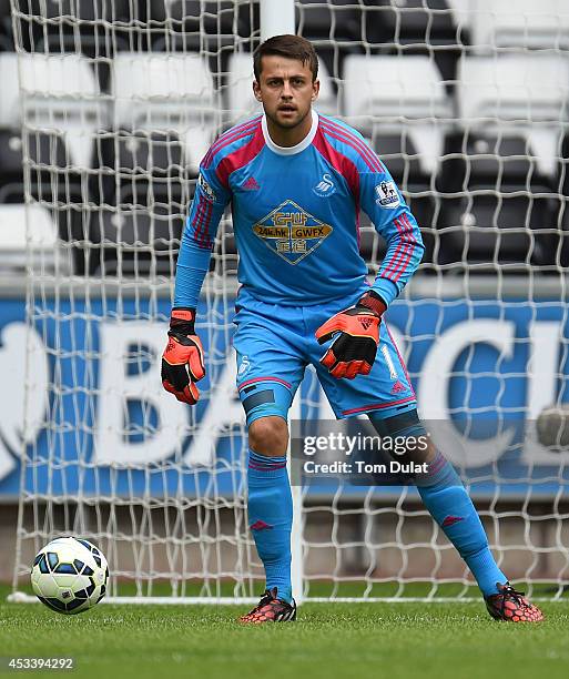 Lukasz Fabianski of Swansea City in action during a pre season friendly match between Swansea City and Villarreal at Liberty Stadium on August 09,...