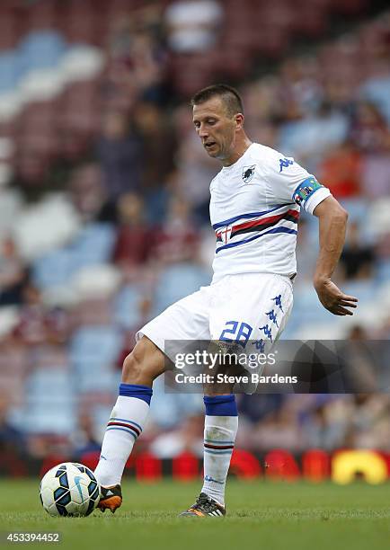 Daniele Gastaldello of Samdoria in action during the pre-season friendly match between West Ham United and Sampdoria at Boleyn Ground on August 9,...