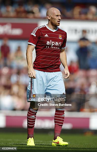 James Collins of West Ham United during the pre-season friendly match between West Ham United and Sampdoria at Boleyn Ground on August 9, 2014 in...