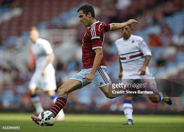 Stewart Downing of West Ham United in action during the pre-season friendly match between West Ham United and Sampdoria at Boleyn Ground on August 9,...