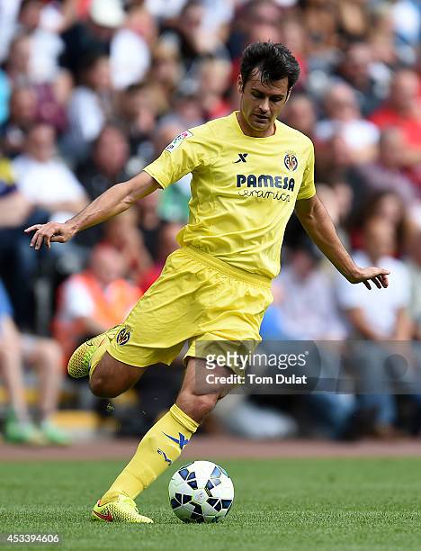 Jose Antonio Dorado of Villarreal in action during a pre season friendly match between Swansea City and Villarreal at Liberty Stadium on August 09,...