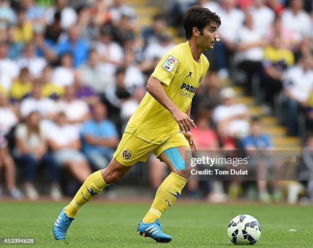 Manuel Trigueros of Villarreal in action during a pre season friendly match between Swansea City and Villarreal at Liberty Stadium on August 09, 2014...