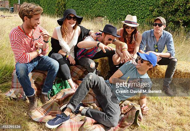 Luke Treadaway, Holliday Grainger, Harry Treadaway, Gemma Chan, Douglas Booth and Sam Reid attend The Mulberry Wilderness Picnic with Cara Delevingne...