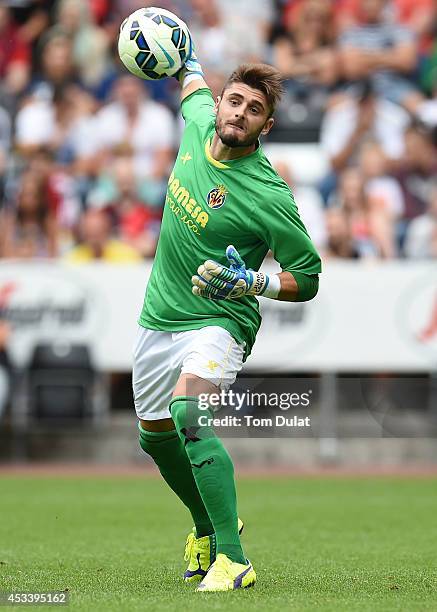 Juan Carlos of Villarreal in action during a pre season friendly match between Swansea City and Villarreal at Liberty Stadium on August 09, 2014 in...