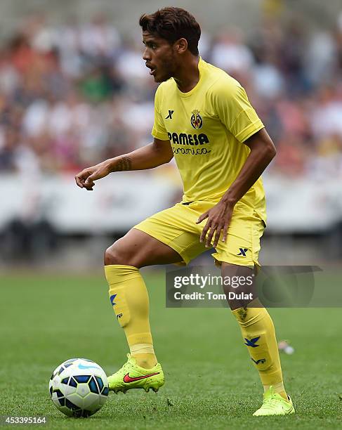 Jonathan Dos Santos of Villarreal in action during a pre season friendly match between Swansea City and Villarreal at Liberty Stadium on August 09,...