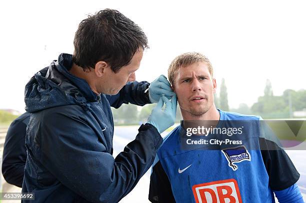 Henrik Kuchno and Thomas Kraft during the lactate test on june 26, 2013 in Berlin, Germany.