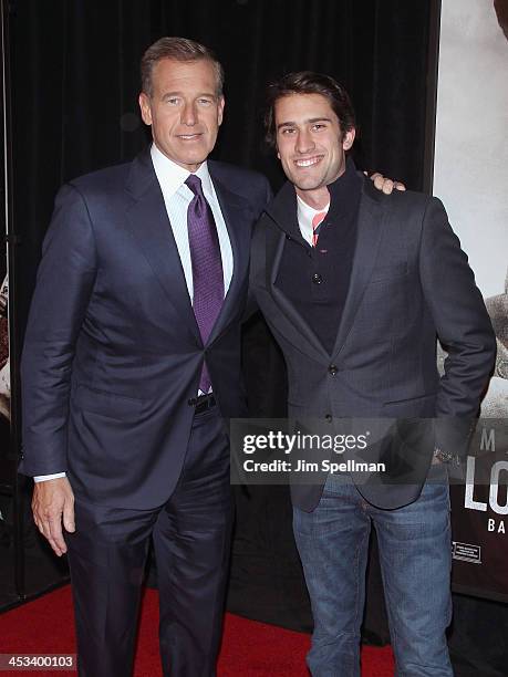 Nightly News Anchor Brian Williams and son Doug Williams attend the "Lone Survivor" New York premiere at Ziegfeld Theater on December 3, 2013 in New...