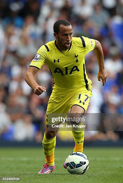 Andros Townsend of Spurs controls the ball during a pre season friendly match between Tottenham Hotspur and FC Schalke at White Hart Lane on August...