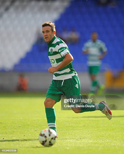 Diego Capel of Sporting Clube de Portugal in action during the Teresa Herrera Trophy match between Real Sporting and Sporting Clube de Portugal at...