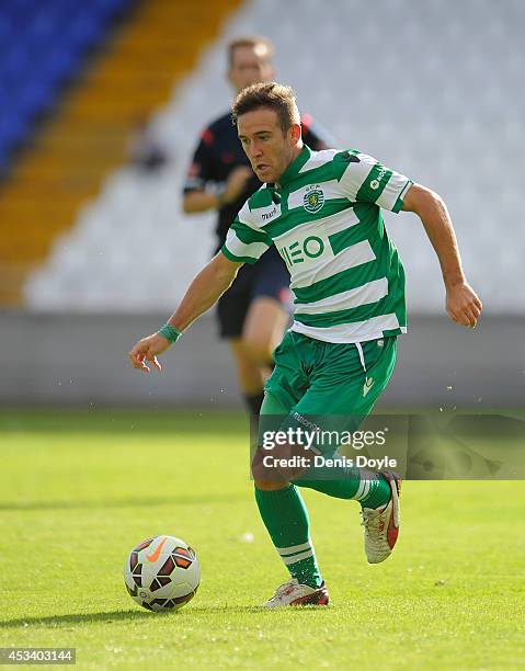 Diego Capel of Sporting Clube de Portugal in action during the Teresa Herrera Trophy match between Real Sporting and Sporting Clube de Portugal at...