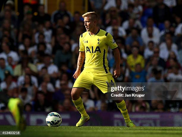 Lewis Holtby of Spurs controls the ball during a pre season friendly match between Tottenham Hotspur and FC Schalke at White Hart Lane on August 9,...