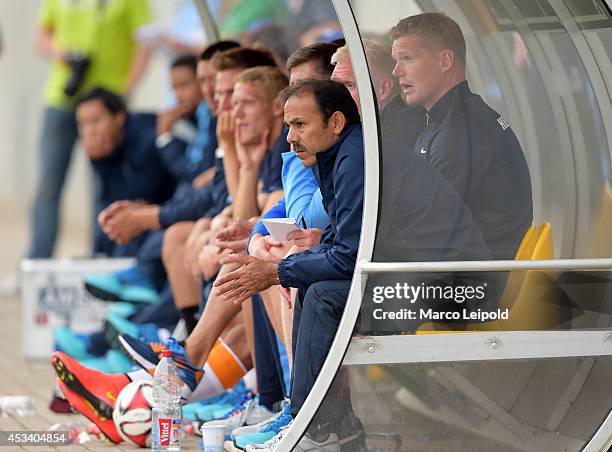 Jos Luhukay looks on during the test match between SV Rödinghausen and Hertha BSC on july 15, 2014 in Rödinghausen, Germany.