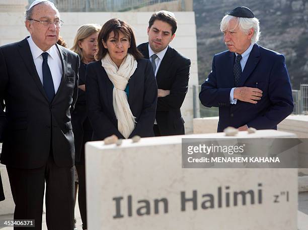 Anne Hidalgo , Paris deputy mayor and Socialist Party candidate for the primary round of Paris municipal elections visits the grave of Ilan Halimi at...