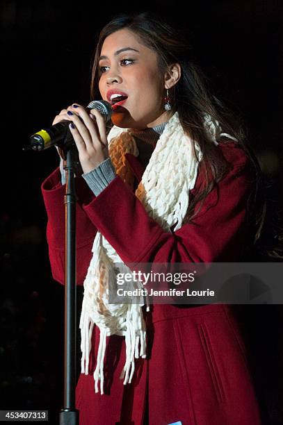 Singer Ashley Argota performs at the Children's Hospital Los Angeles' annual Holiday Tree Lighting Ceremony at Ralph M. Parsons Foundation Dining...